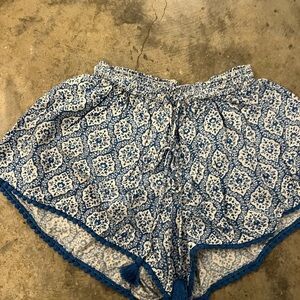 Blue Patterned Women's Shorts